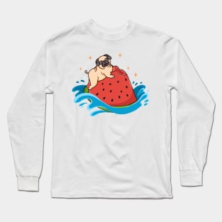 Pug Watermelon Long Sleeve T-Shirt